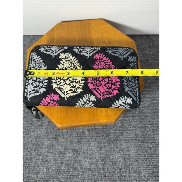 Vera Bradley Turnlock Wallet Black Pink Damask Floral‎ Print Retired - Picture 7 of 8